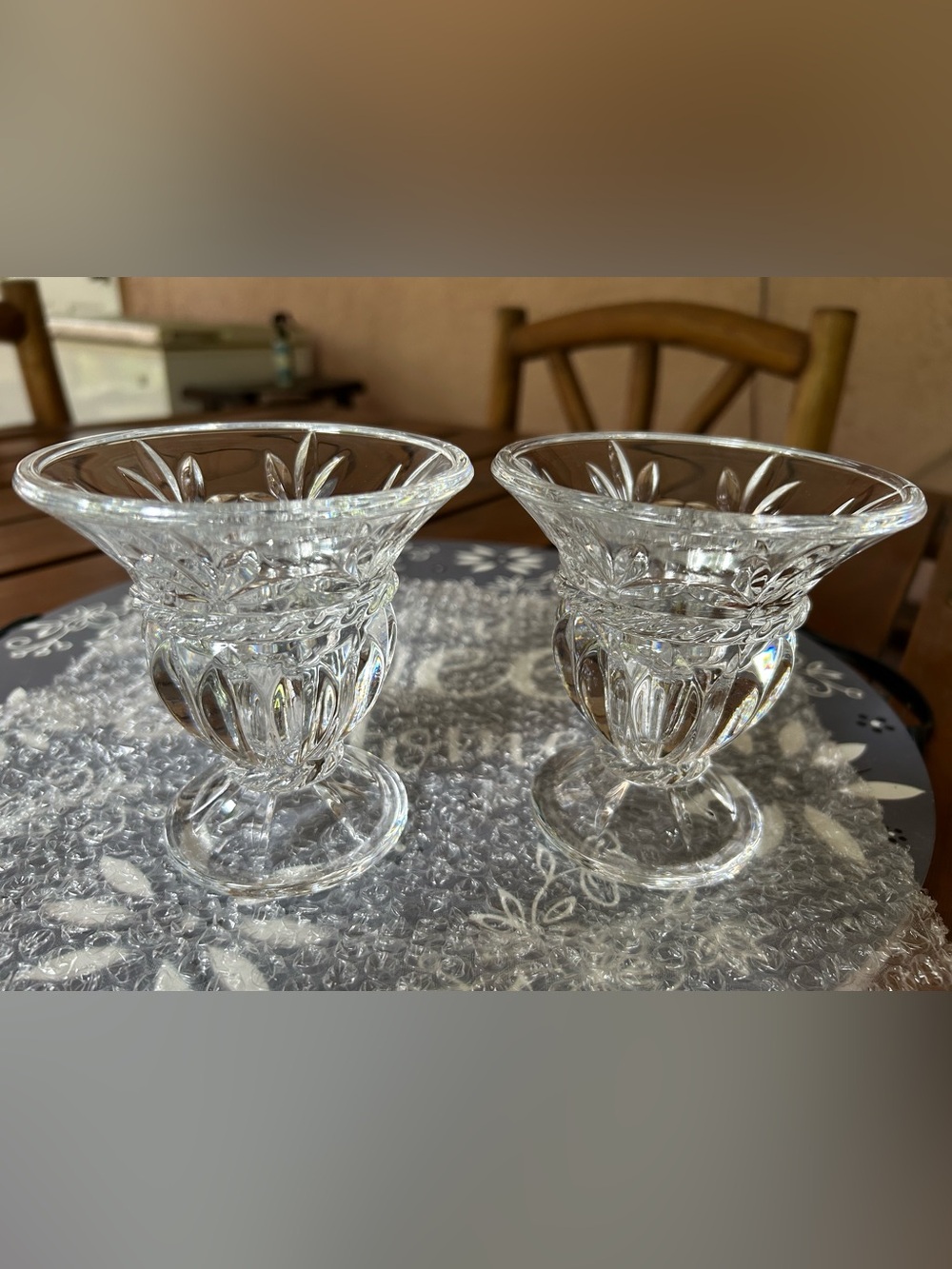 Crystal Glass Votive or Taper Holders - Clear (Set of 2)